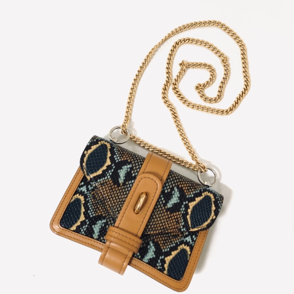 Chloe Mini Aby Chain Snake Python Print Brown Lea… - image 3